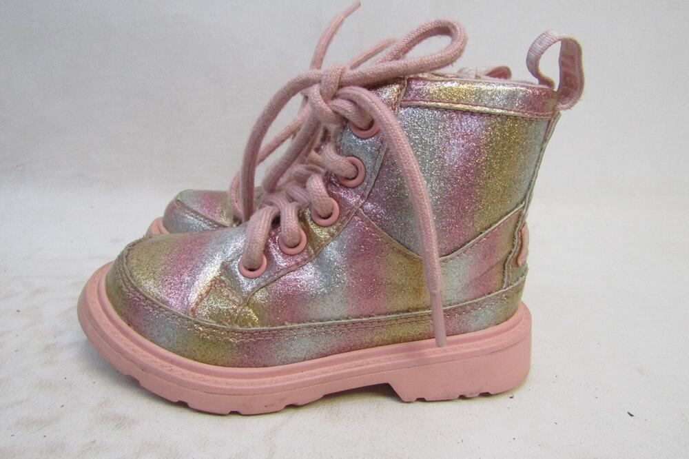 Ugg Toddler Size 8 Pink Multicolored Zip Lace Up Boots